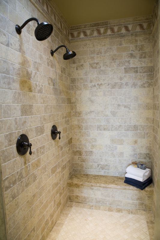 Walk-In Shower with Multiple Showerheads